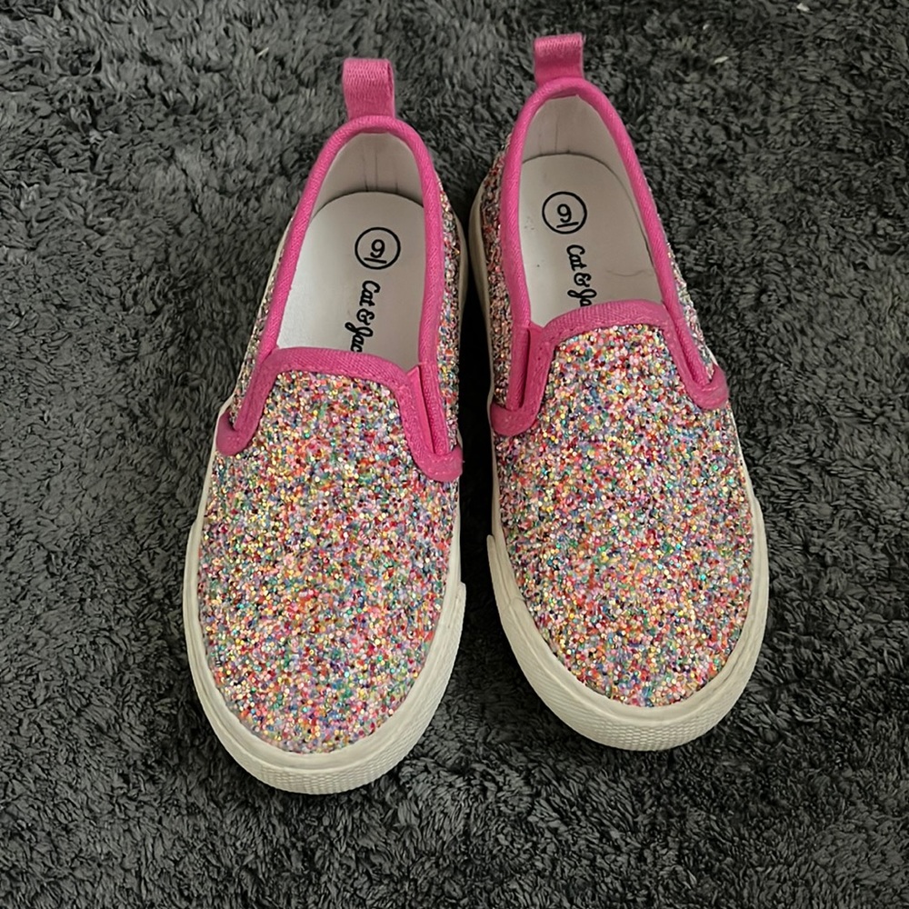 Pink glitter Cat & Jack toddler slip-ons
